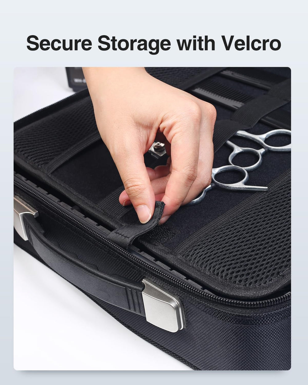 Luxtude Large Barber Case detachable shoulder strap enables hands-free transport.
