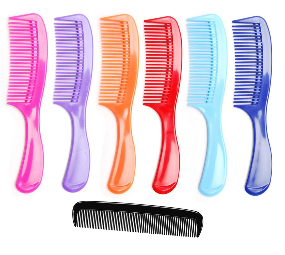 LUXXII 8-inch round-handle combs color pack provides smooth detangling across hair lengths.