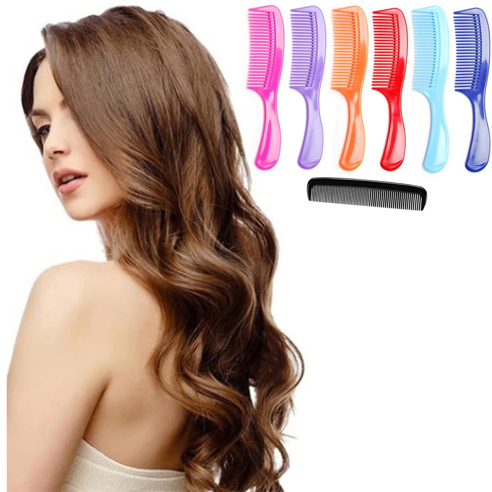 LUXXII round-handle combs multicolor closeup shows gentle teeth for tangle-free styling.