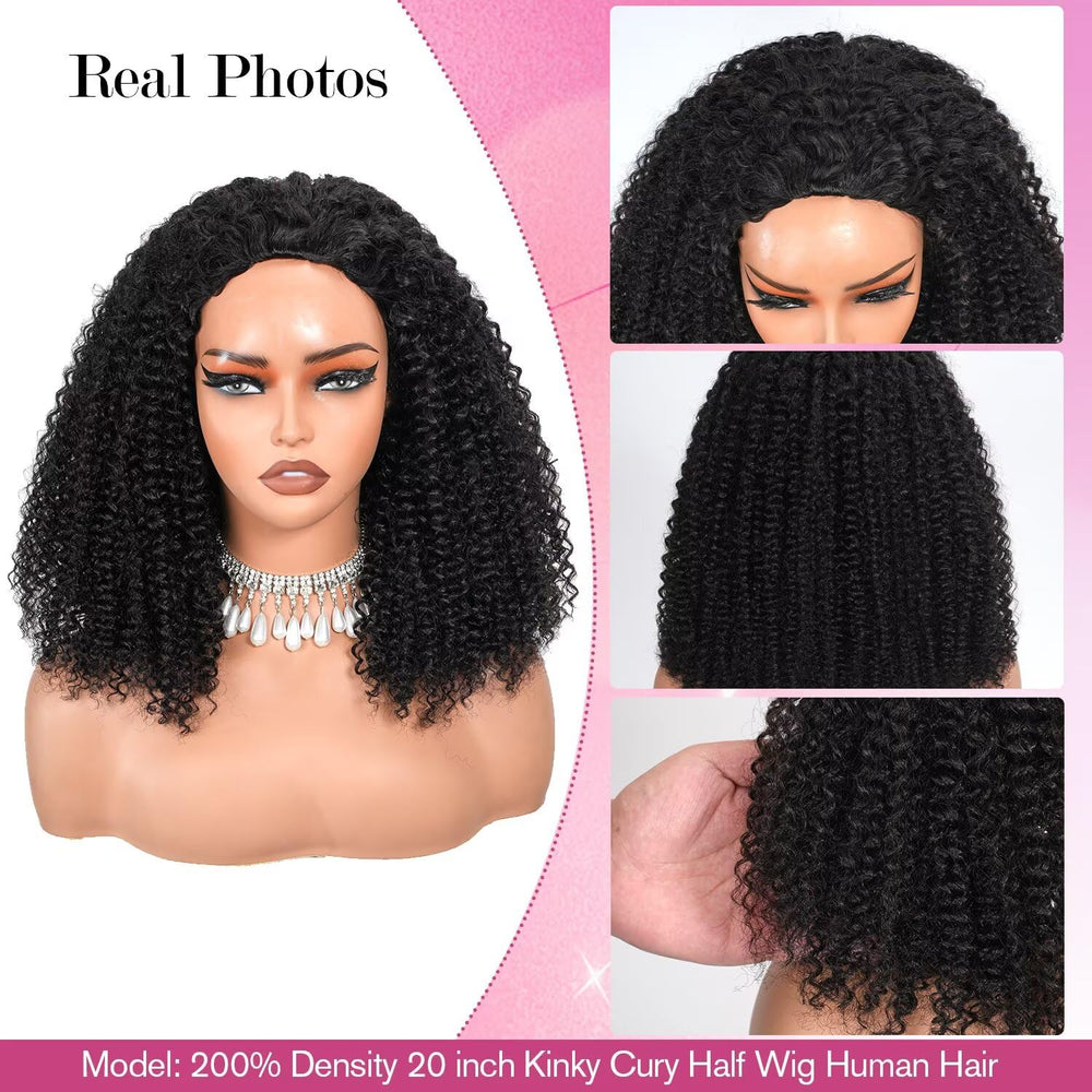 LUXYROSE kinky curly half wig is beginner-friendly for easy daily wear.