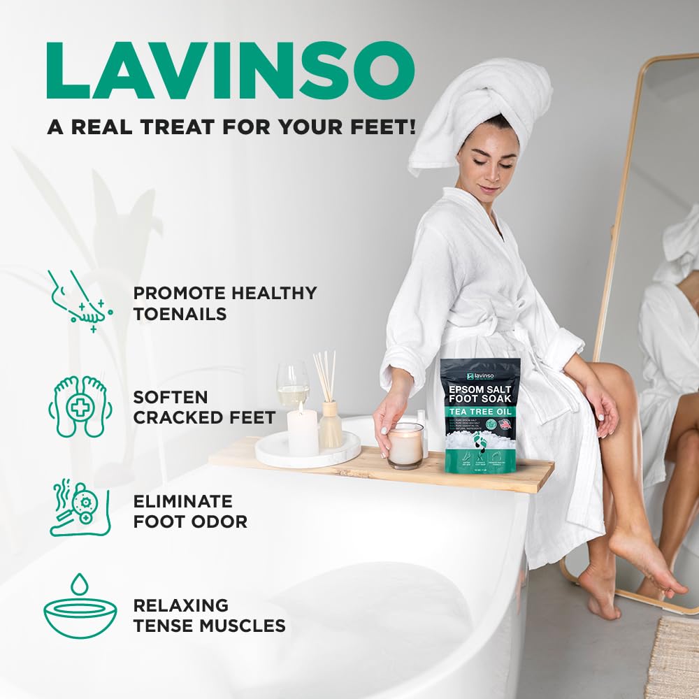 LV LAVINSO tea tree foot soak soaking feet after a long day