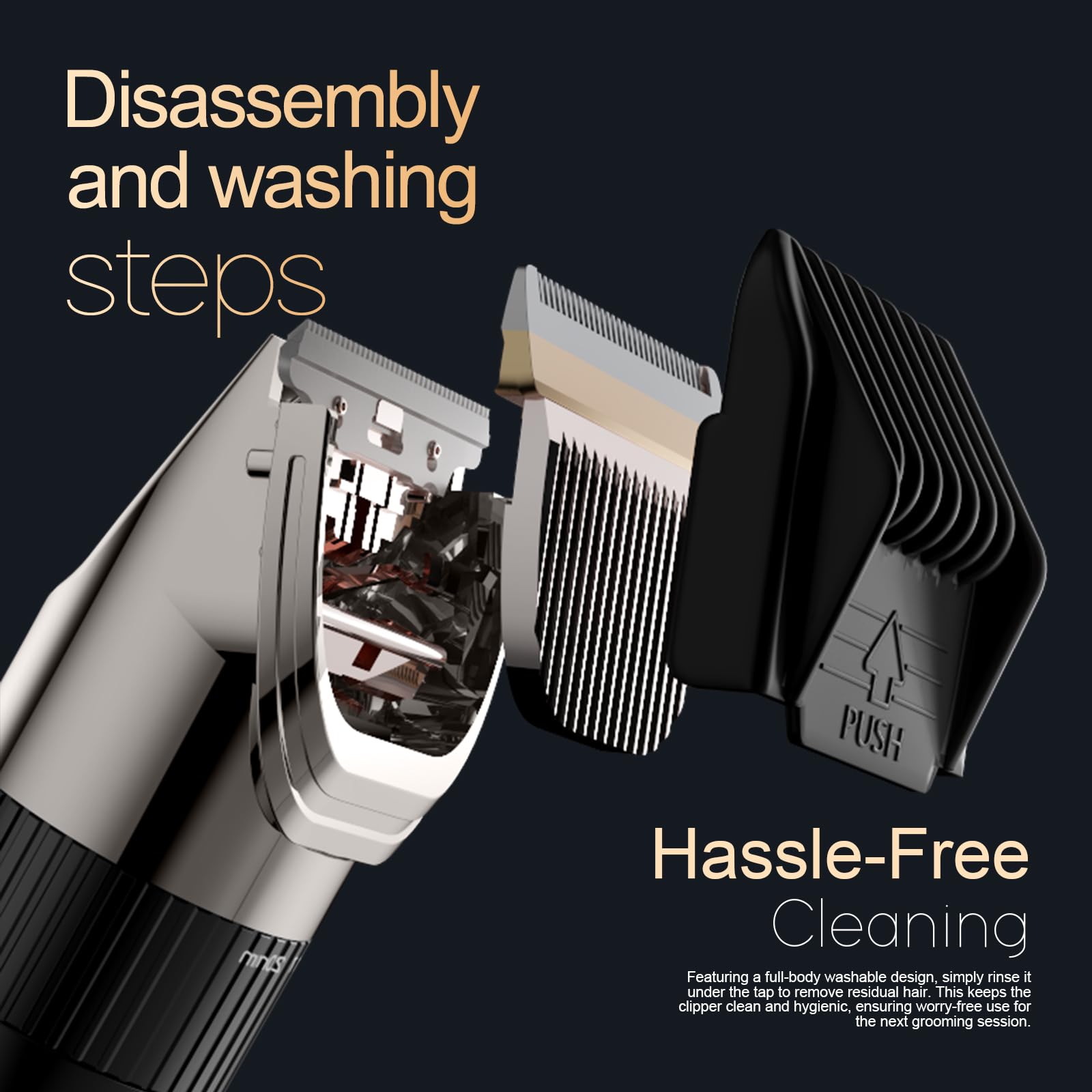 LVAINIT LED display image highlights battery status for planned grooming sessions.