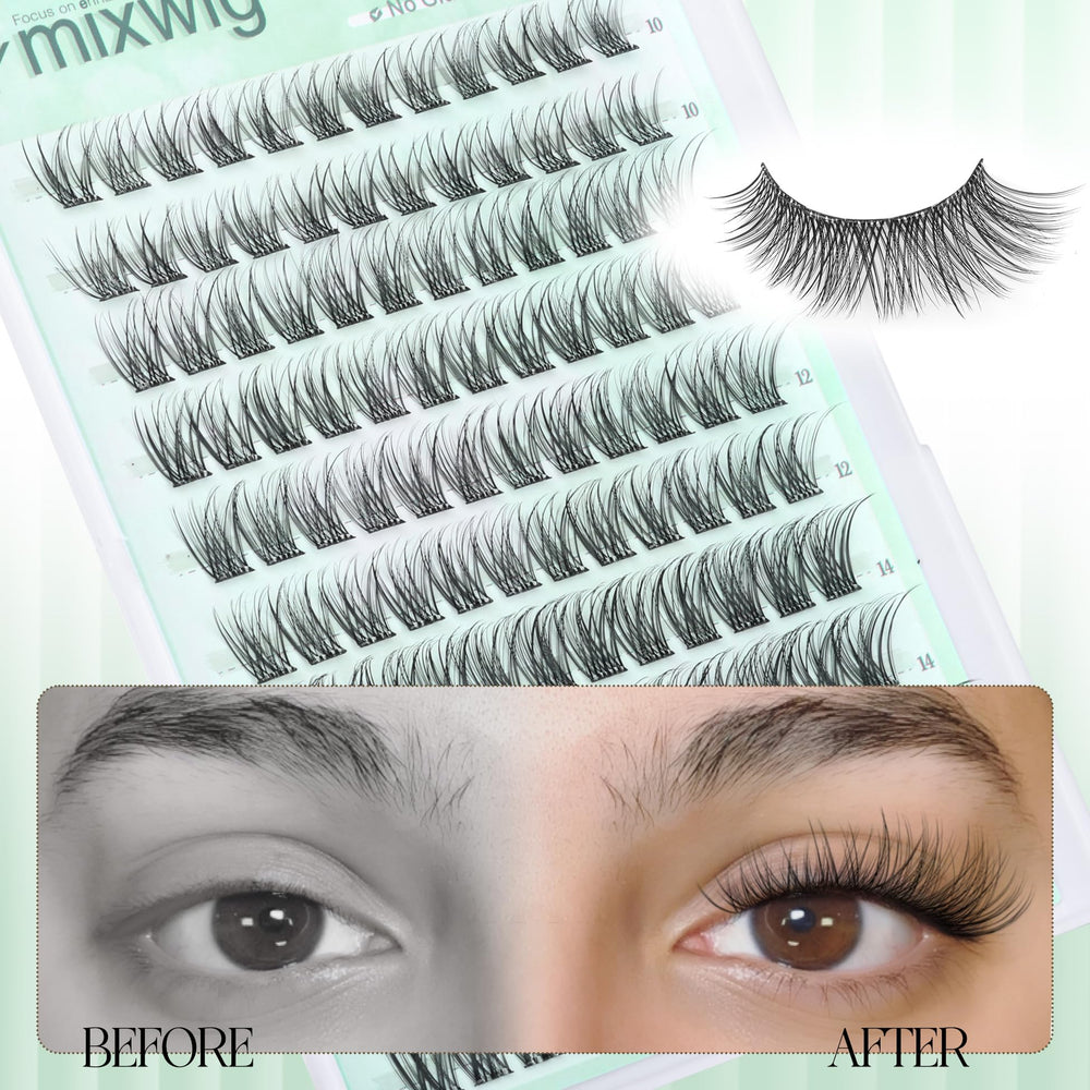 Lvmixwig application-step closeup shows one-step glue-free lash placement