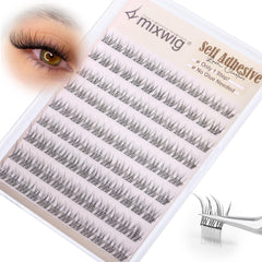 Lvmixwig self-adhesive lash clusters 9-11mm packaged for quick glam without glue.