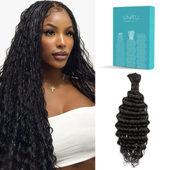 Lvnatu bulk braiding hair in deep-wave 22-inch jet black for natural-looking braids