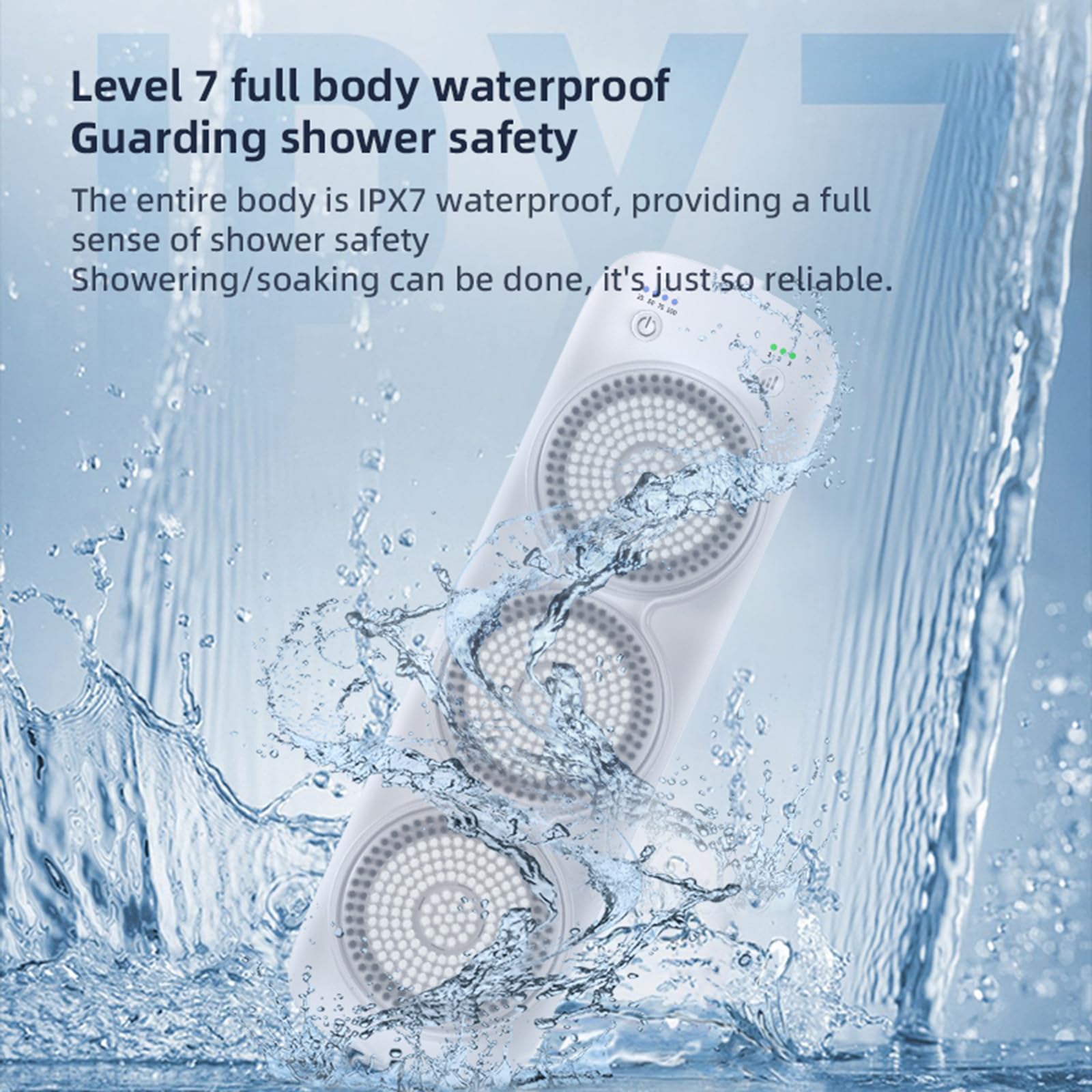 Lvrunben back scrubber with three brush heads delivering thorough exfoliation.