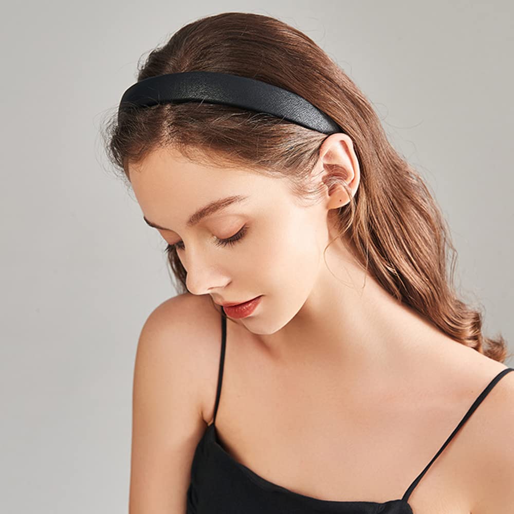 Lvyeer leather headband closeup material highlights flexible comfortable fit