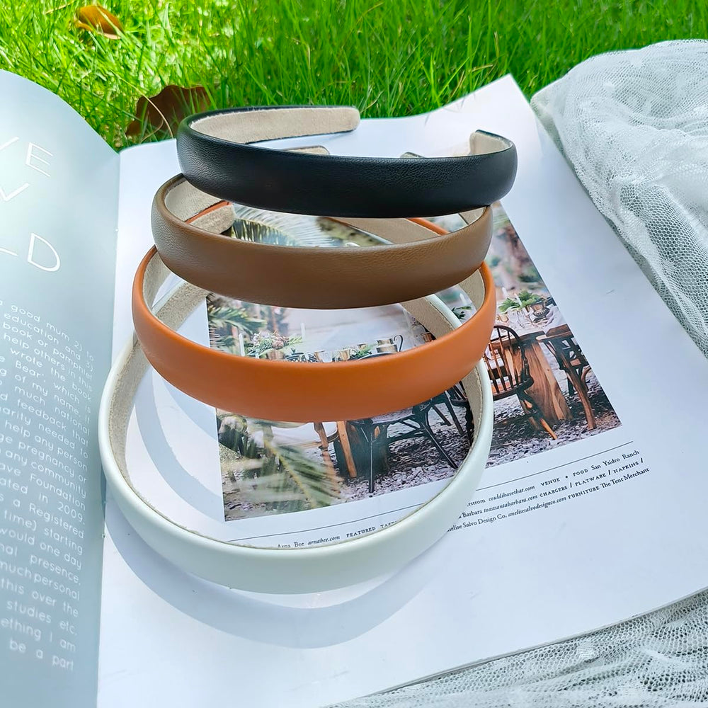 Lvyeer leather headband elasticity shows adjustable size for many head shapes