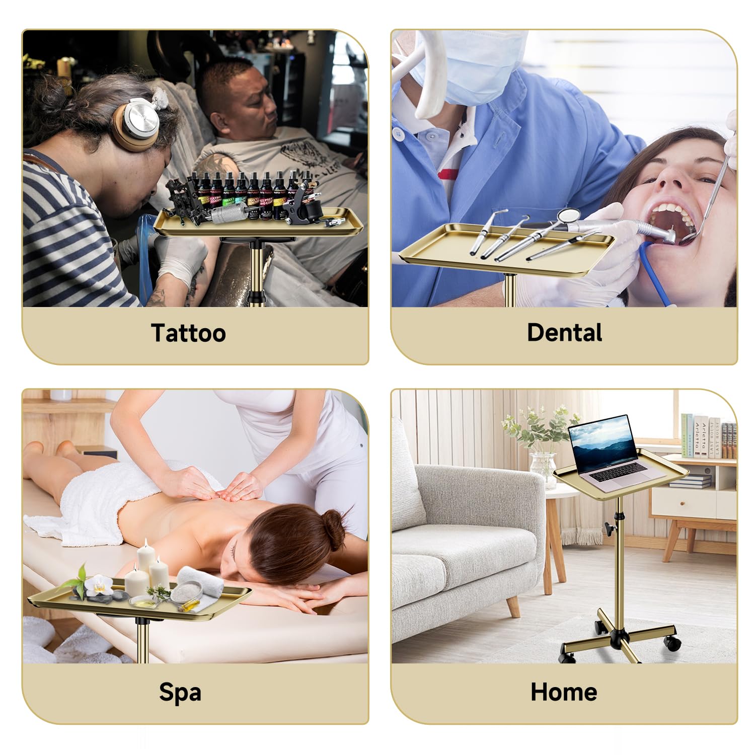LWADALN Salon Tray 360-degree wheels promote smooth, effortless mobility.