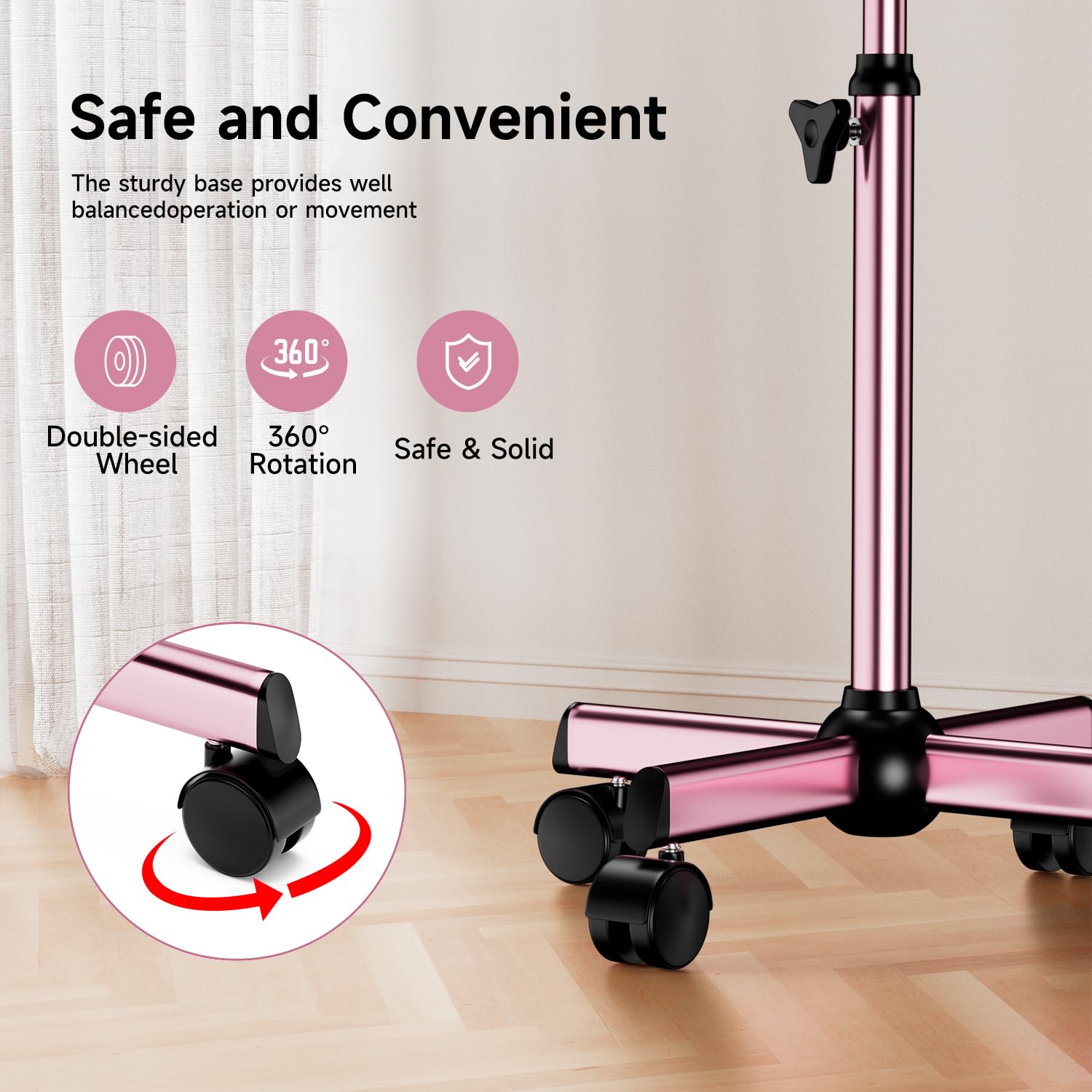 LWADALN salon tray cart height knob highlights quick, tool-free desktop adjustments for busy environments.