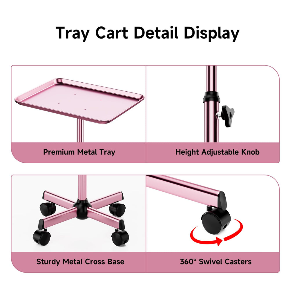 LWADALN salon tray cart rolling wheels enable quiet, precise positioning during client treatments.