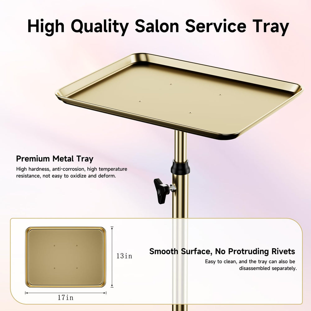 LWADALN Salon Tray height adjustment knob enables quick setup for different tasks.
