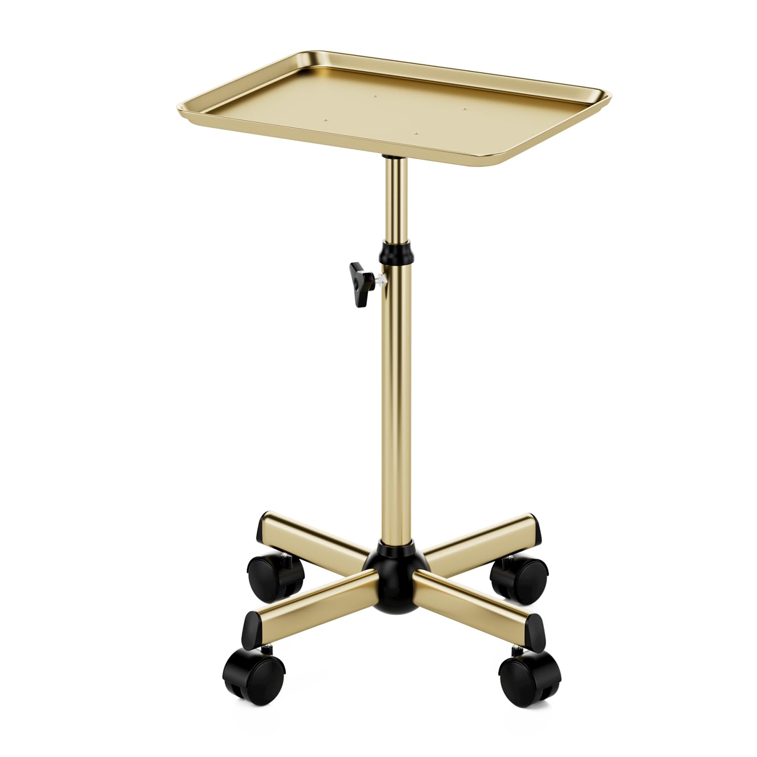 LWADALN Salon Tray premium metal rolling cart in champagne gold for versatile services and mobile efficiency.
