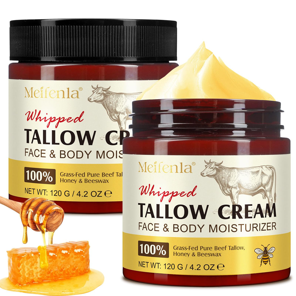 Lxitian beef-tallow face-cream jar close-up highlights rich texture and hydration