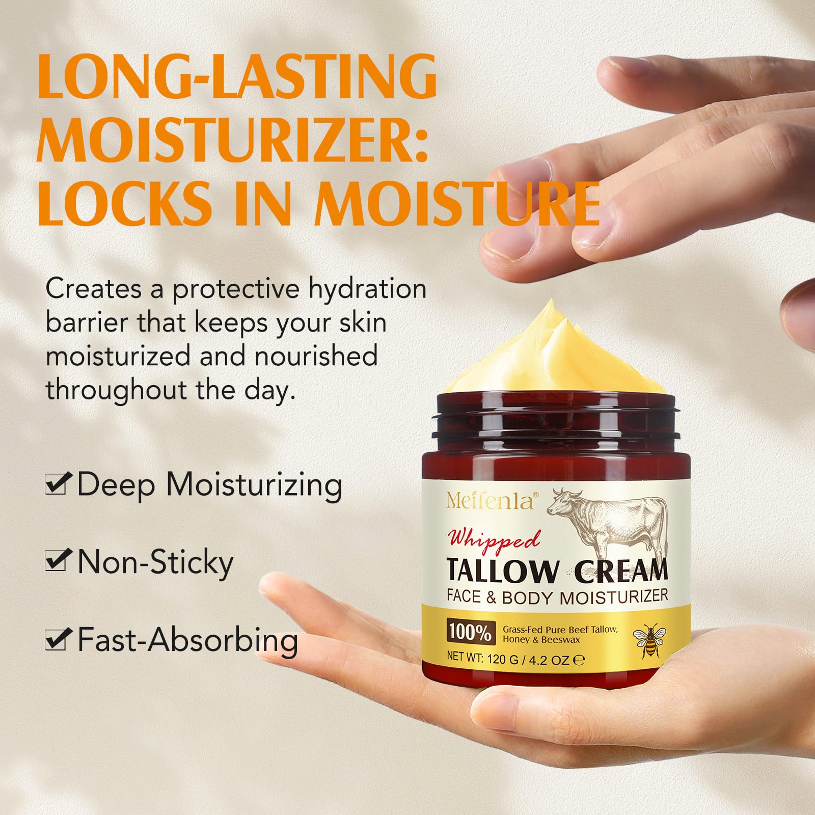 Lxitian sensitive-skin beef-tallow balm showcased on plain backdrop