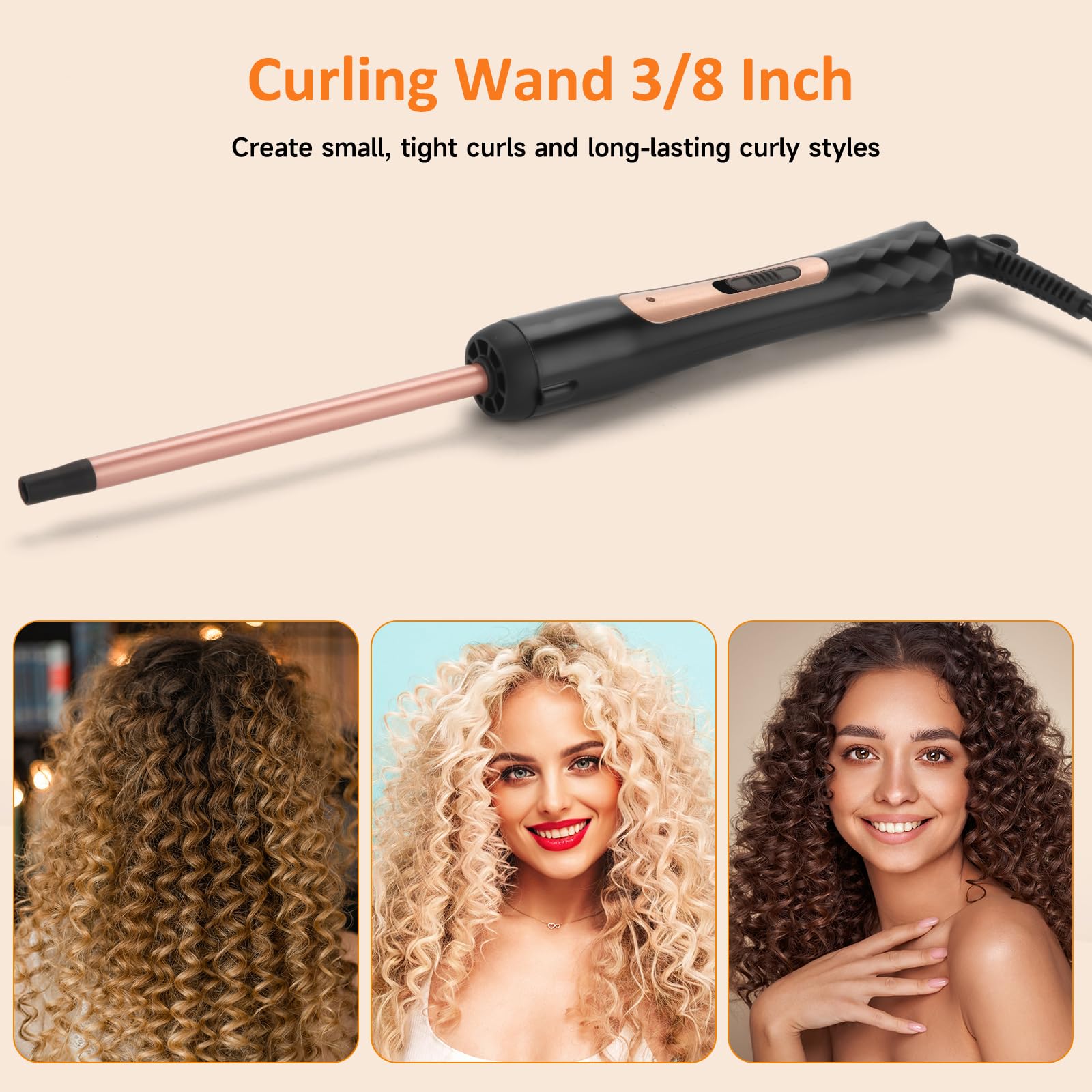 LXMTOU clampless small wand demonstration of stress-free, kink-free styling.