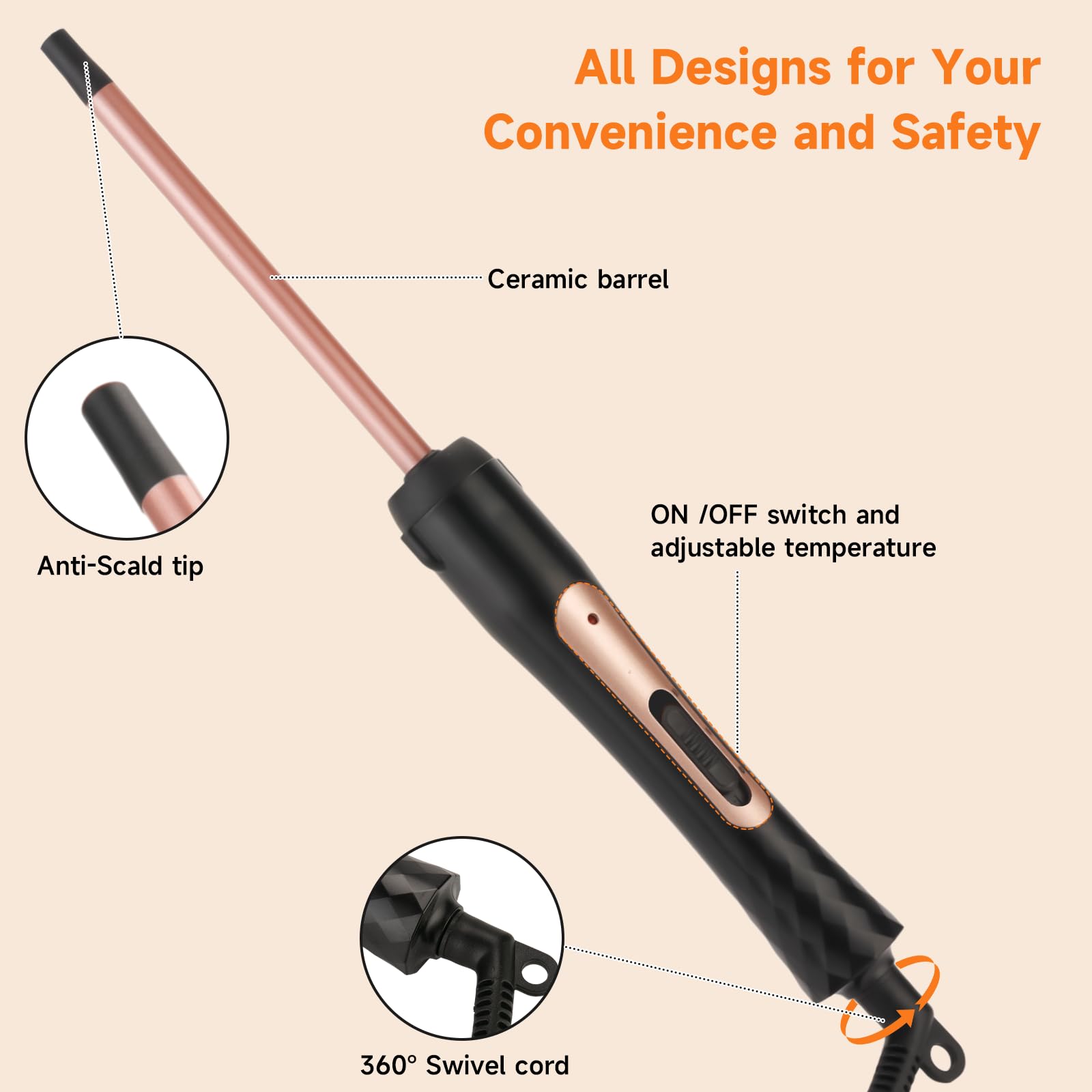 LXMTOU dual-voltage travel-friendly wand works worldwide for styling.