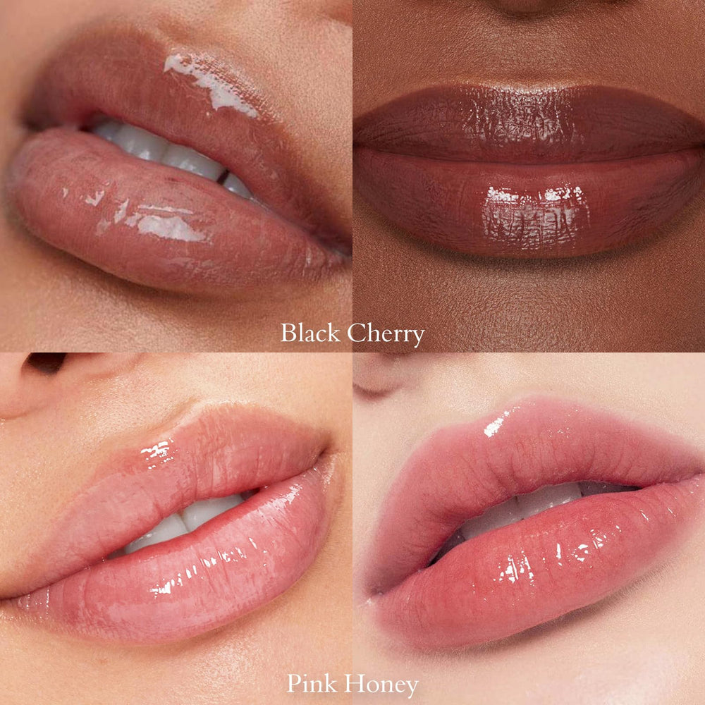LYBHDAFA almost lipstick honey tint swatch highlighting buildable color and glossy finish.