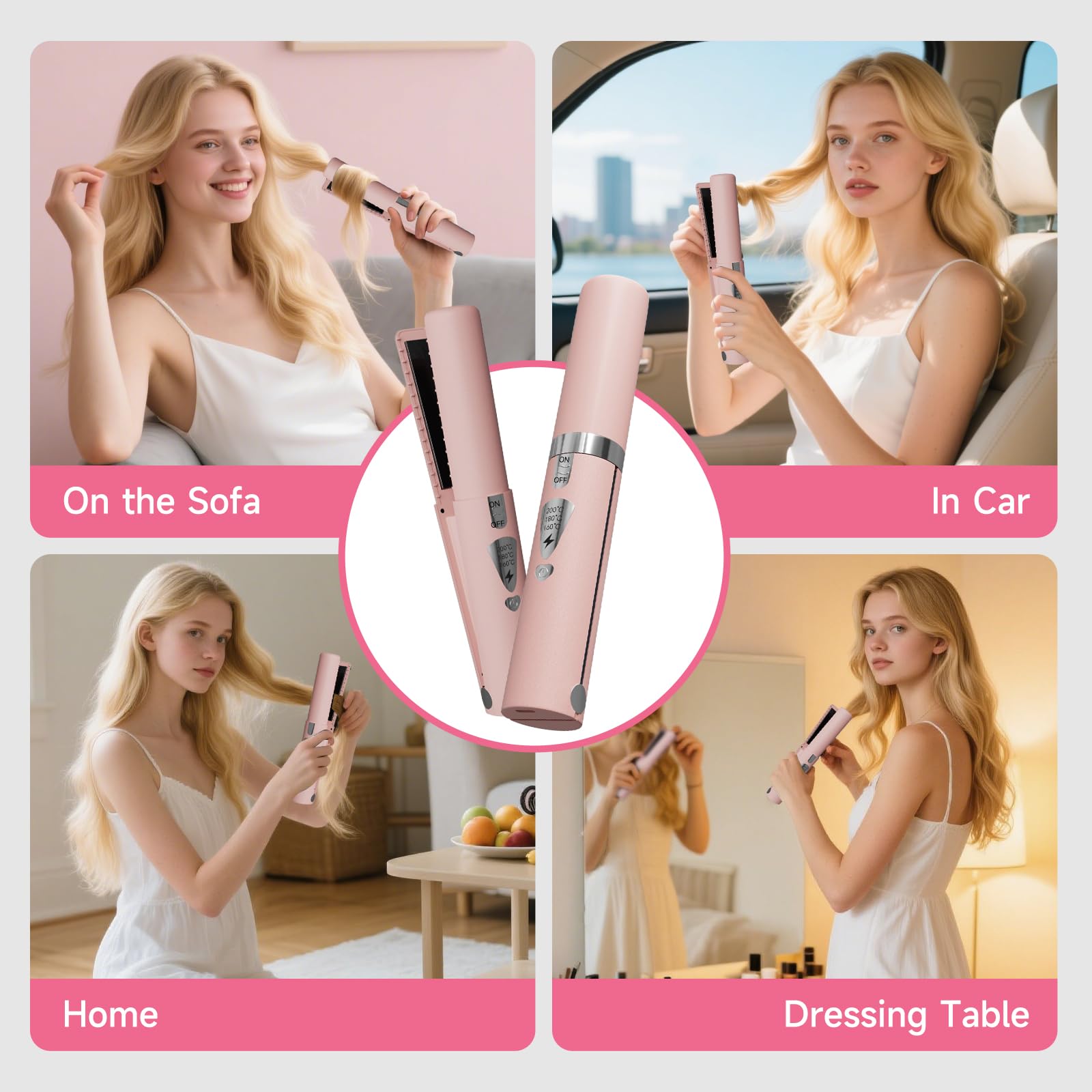 LYFDUW pink finish highlights travel-friendly cordless styling.