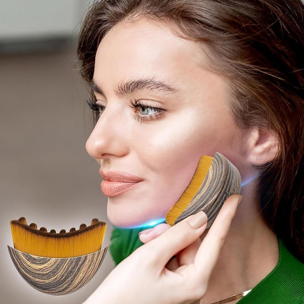 Lymphatic Contour Brush chin-jawline sculpting view for targeted contouring and tension relief