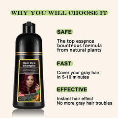 Lymznus 3-in-1 hair dye shampoo applying and cleansing at home.