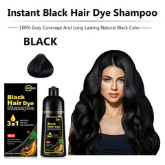 Lymznus Herbal Black Hair Dye Shampoo applied on dry hair for quick color