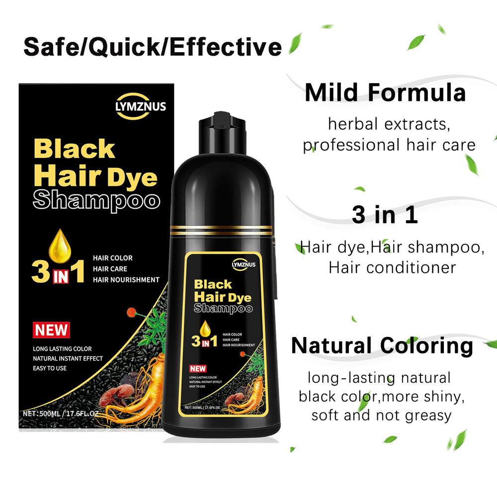 Lymznus Herbal Black Hair Dye Shampoo before and after gray coverage