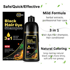 Lymznus Herbal Black Hair Dye Shampoo before and after gray coverage