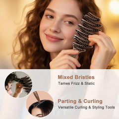 Lynnieëlle hair brush boar bristles distributing natural oils for shine