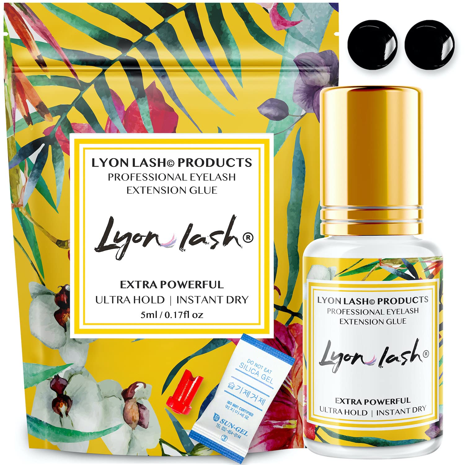 Lyon Lash extra hold glue bottle closeup showing fast dry action for pros