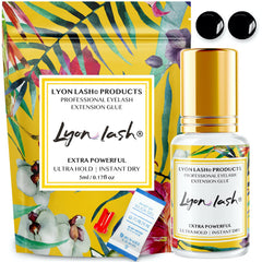 Lyon Lash extra hold glue bottle closeup showing fast dry action for pros