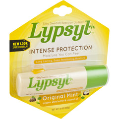 Lypsyl Intense Protection Original Mint balm application shows minty conditioning.