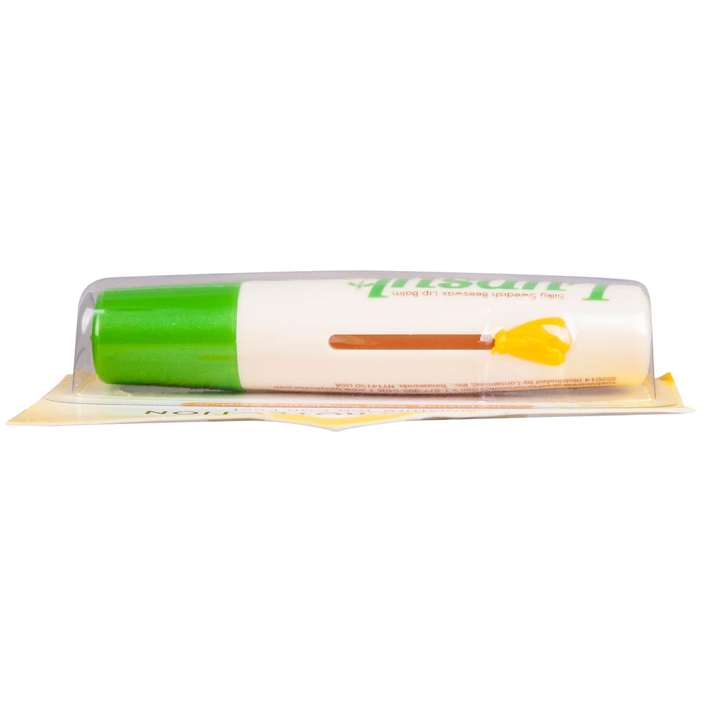 Lypsyl Original Mint lip balm in use, soothing lips during cold weather.