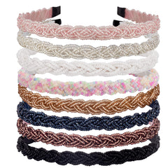 LYroo 8-pack gold beaded headband with lace edge for secure all-day wear.