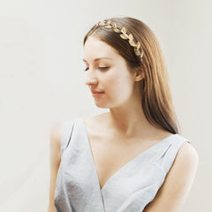 LYroo metal-beaded-headband closeup adds subtle sparkle for evening looks