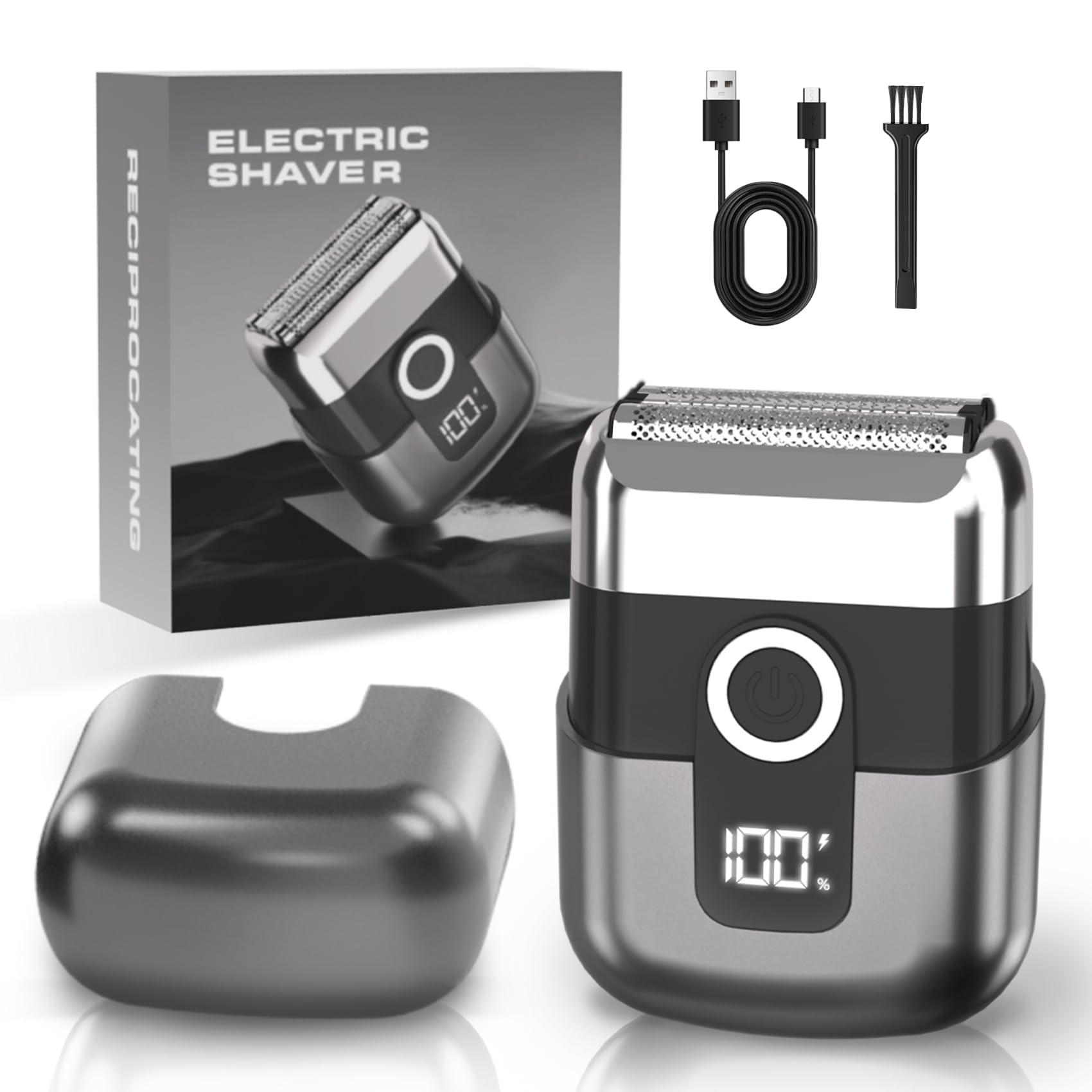 LYRSLF electric foil shaver close-up for a smooth face shave on dry or wet skin.