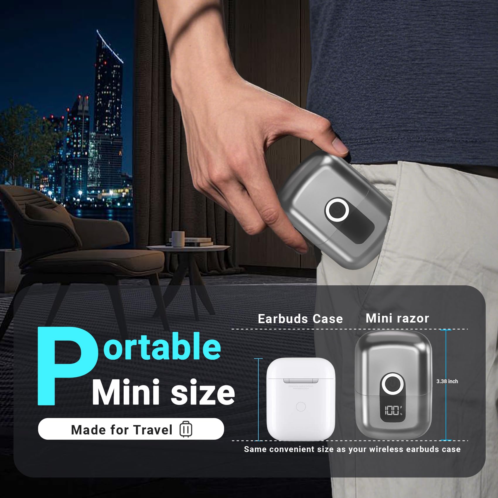 LYRSLF ergonomic miniature shaver for comfortable handling during daily grooming.