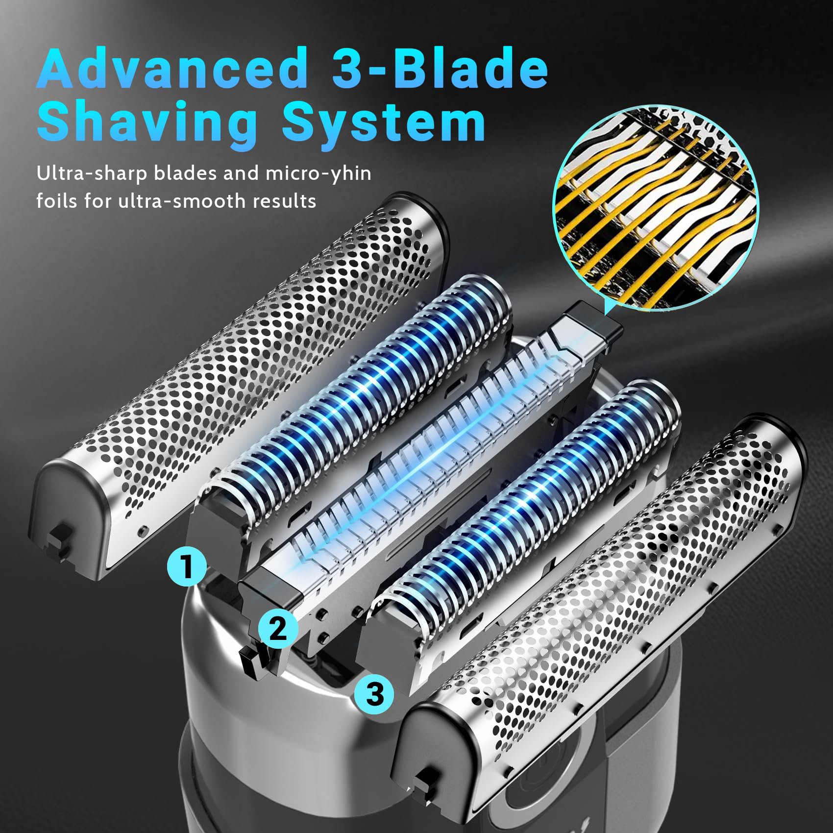 LYRSLF IPX7 waterproof razor in shower enables convenient wet shaving.