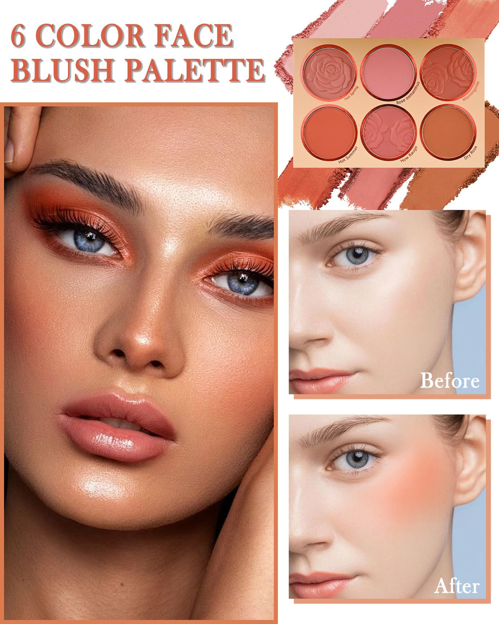 LYSdefeu Matte Face Blush Palette Set 02 rose-embossed disc highlighting premium finish