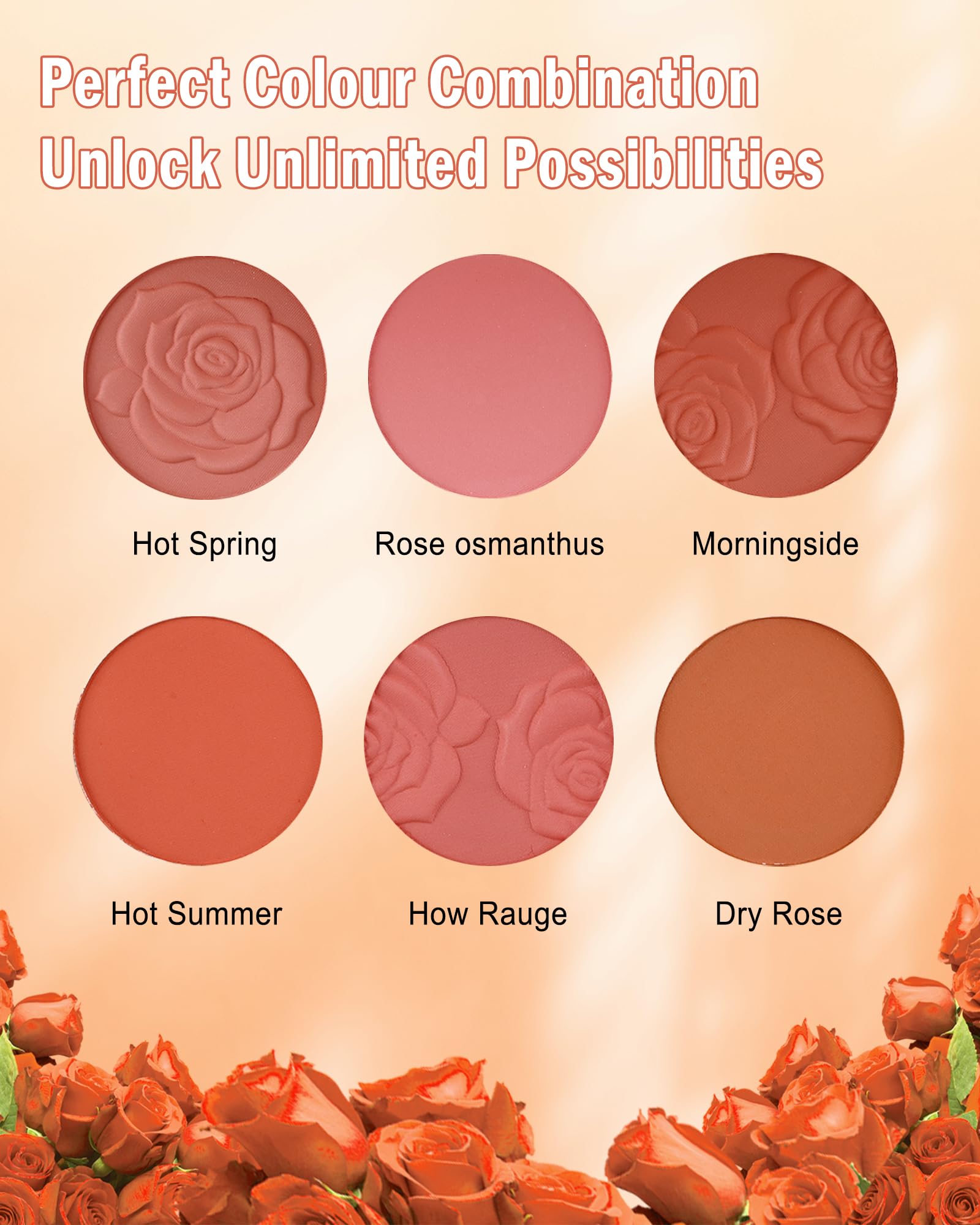 LYSdefeu Matte Face Blush Palette Set 02 swatches closeup showing color variety