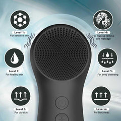 LZP silicone brush head closeup shows ultra-soft texture for skin-friendly cleansing