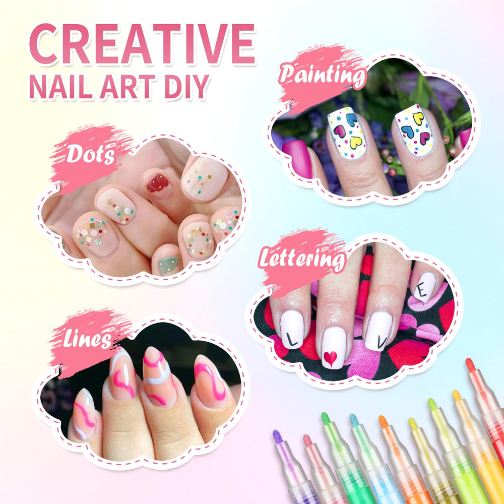 LZXLUKGIR Nail Art Pens 1mm nib highlights precise outlining for fine lines and details.