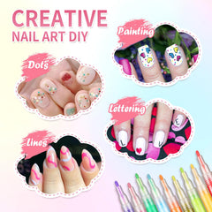 LZXLUKGIR Nail Art Pens 1mm nib highlights precise outlining for fine lines and details.