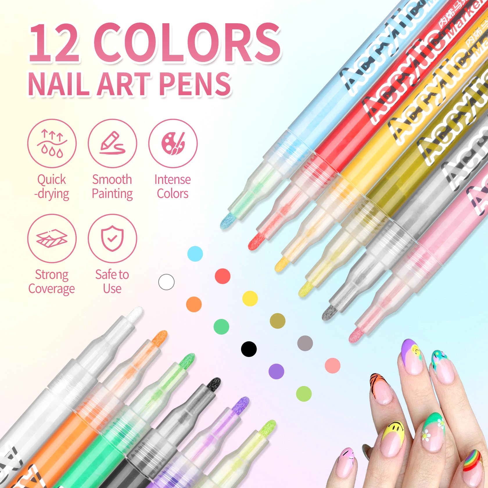 LZXLUKGIR Nail Art Pens quick-dry formula dries quickly for efficient nail art sessions.