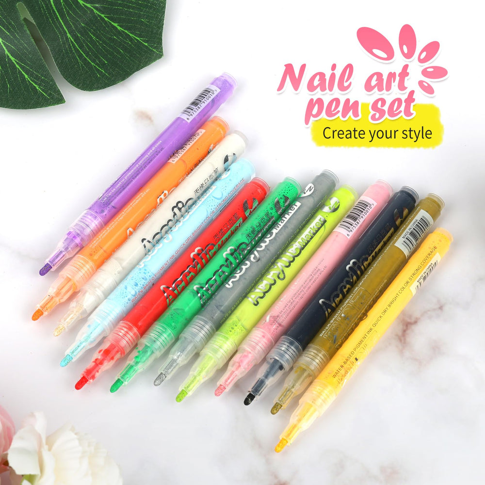 LZXLUKGIR Nail Art Pens 12-color set enables quick practice and new nail-art ideas.