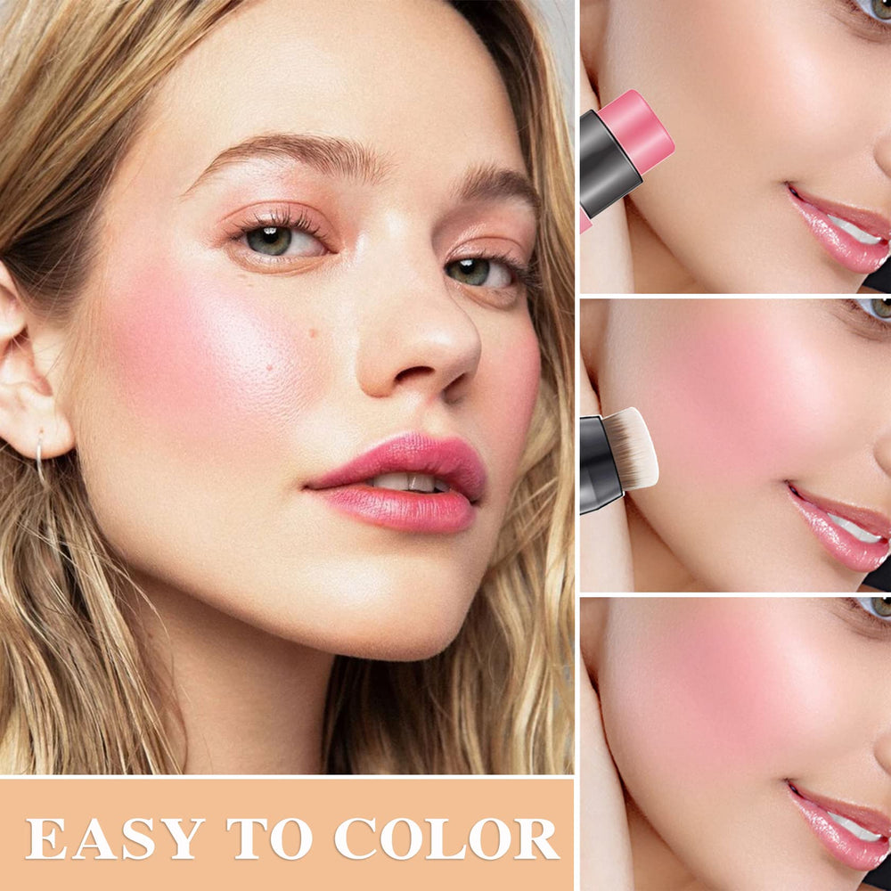 LZYLLS Cream Blush Stick in-use face look demonstrates dewy, long-wearing color.