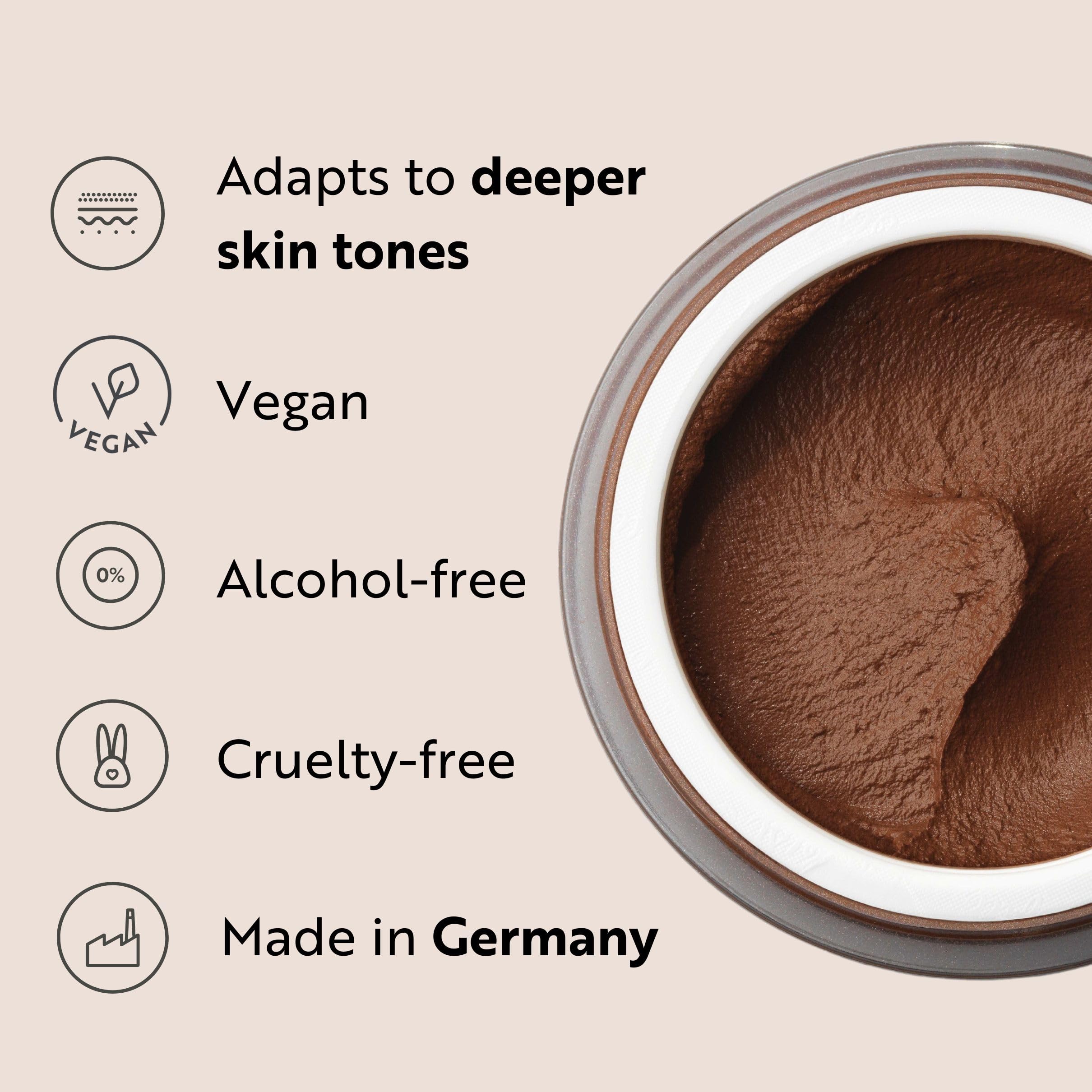 M. Asam mousse application with brush demonstrating easy blending.