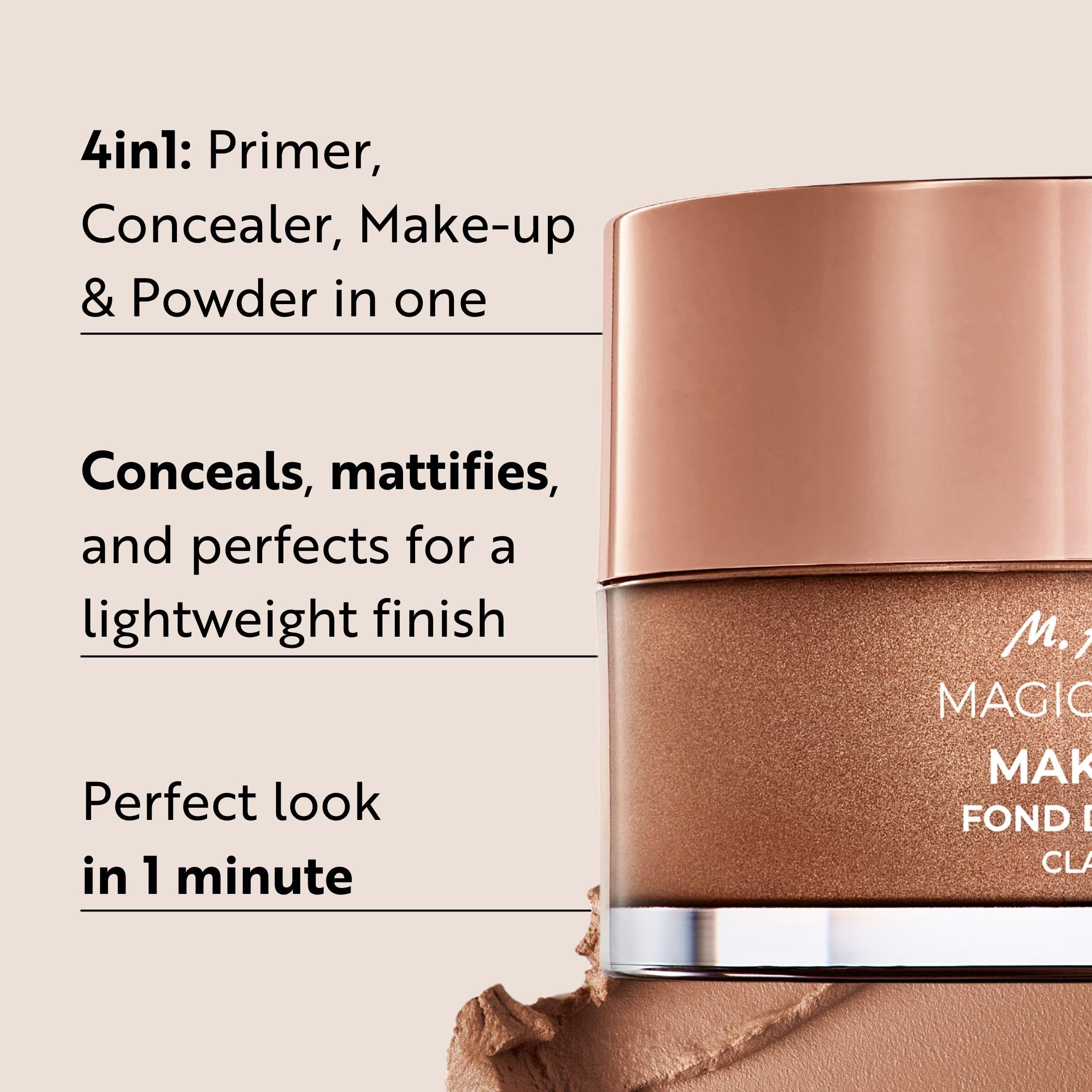 M. Asam Magic Finish Mousse on a brush demonstrates easy application for buildable coverage