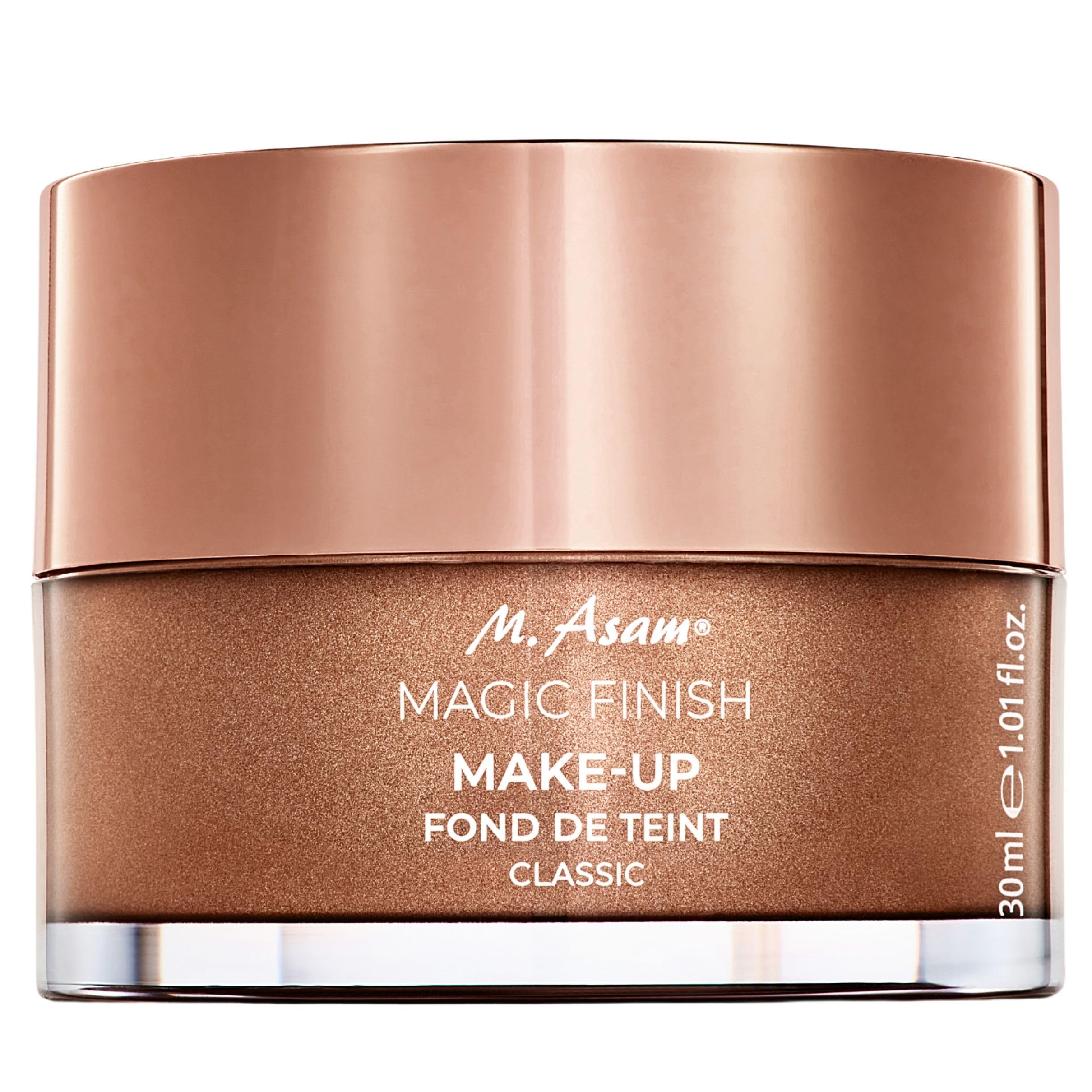 M. Asam Magic Finish Mousse tube close-up showing silky texture for a smooth matte finish
