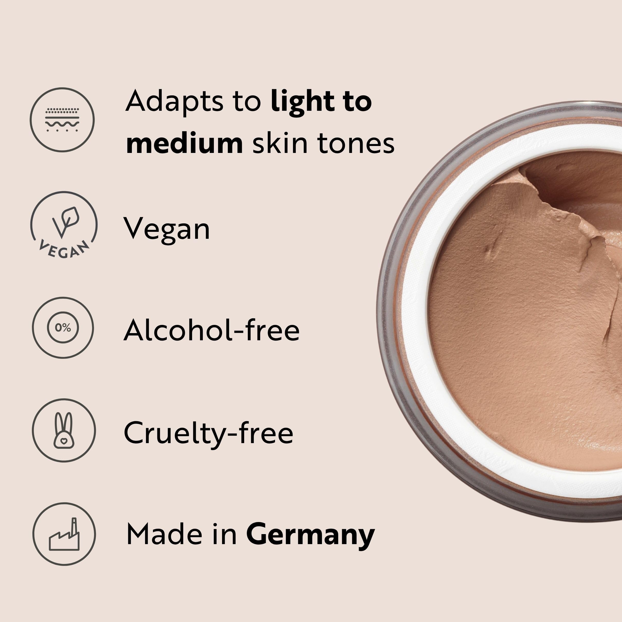 M. Asam Magic Finish Porcelain Teint mousse applied with sponge for seamless blending.